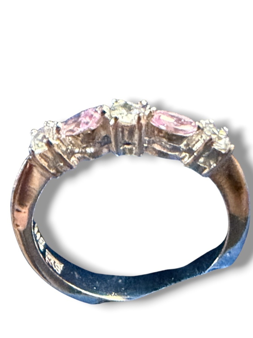 Women’s Sterling Silver Ring CZ Cubic Zirconia Pink & White Gemstones
